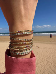 Greta Handmade Bracelet Featuring Intermixed Semiprecious Stones and Gold Beads