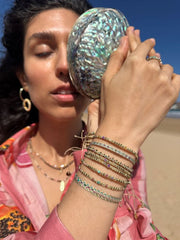 Greta Handmade Bracelet Featuring Intermixed Semiprecious Stones and Gold Beads