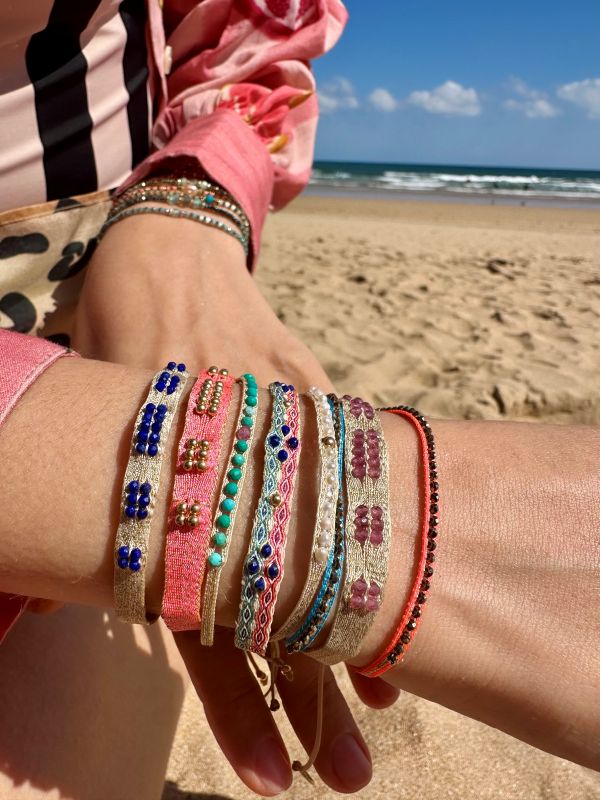 Handmade Frida Bracelet Featuring Turquoise Stones and Pink Tourmaline Stone