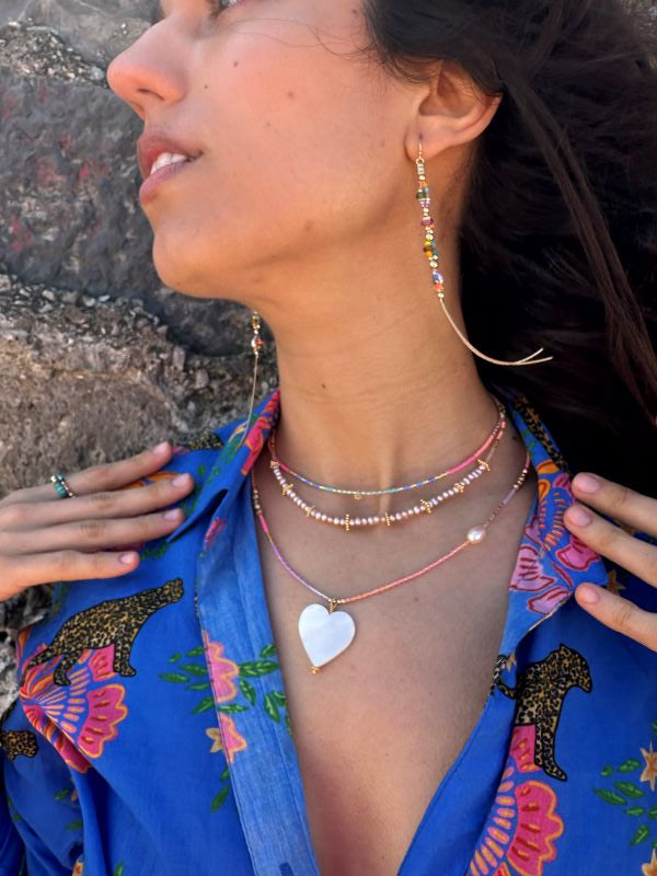 Pink Sweetwater Pearls Necklace With Gold Details