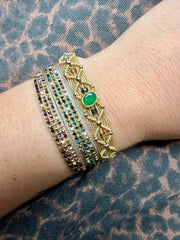 Aurum Handmade Bracelet in Green & Neutral Tones