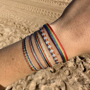 Handmade Rainbow Bracelet in Shinny Silver