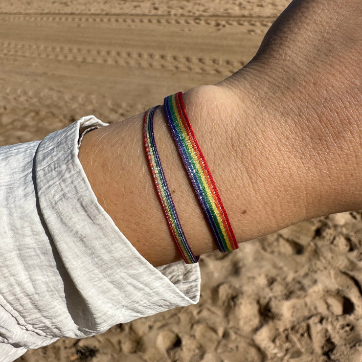 Handmade Rainbow Bracelet in Shinny Silver