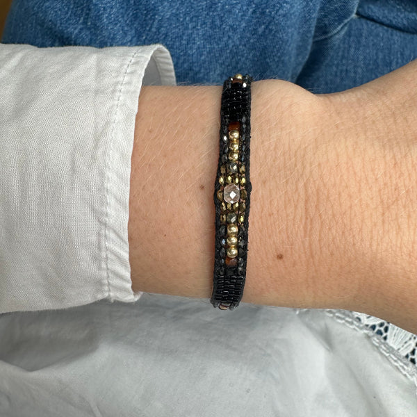 Selene Beaded Bracelet in Black Tones