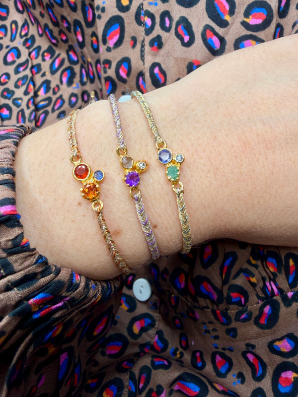 Handmade Luana Bracelet Featuring Tanzanite, Emerald and Diamond Precious Stones