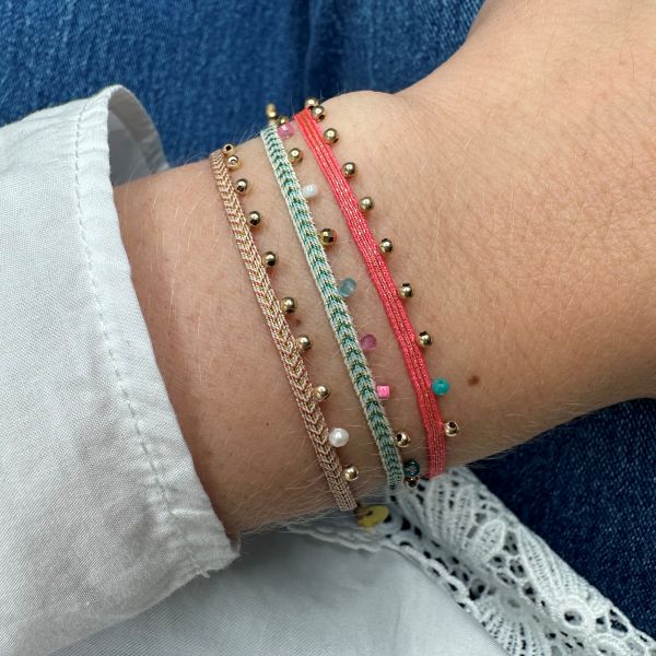 Nalah Handmade Bracelet Featuring  Gold Breads and Freshwater Pearl
