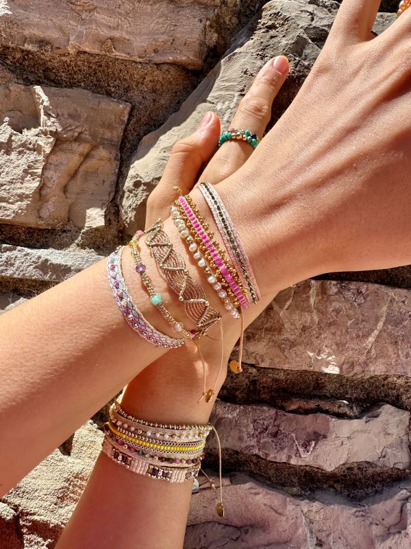 Lola Handmade Bracelet in Neon Pink