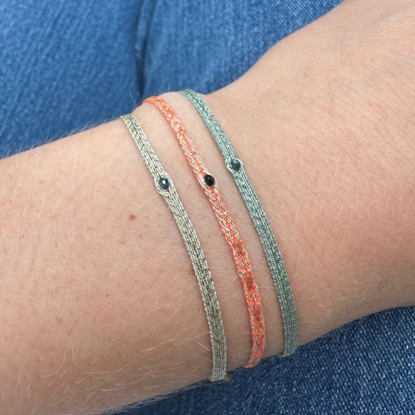 Handmade Blue Diamond Bracelet in Beige Tones