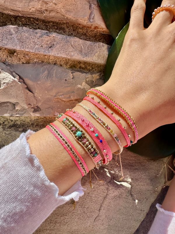 Selene Beaded Bracelet in Neon Pink Tones