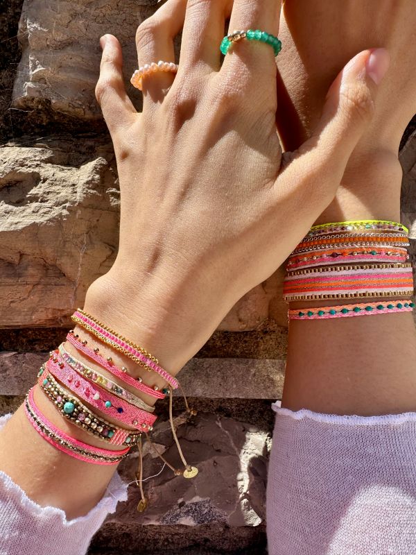 Selene Beaded Bracelet in Neon Pink Tones