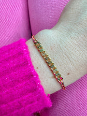 Curve Handmade Bracelet In Colorful Tones With Golden Chain Details