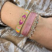 HANDWOVEN SPARKLE BASIC BRACELET IN GOLD & BRIGHT PINK TONES