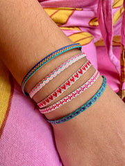 Handmade Basic Kids Bracelet Featuring a Red Heart and Silver Touches