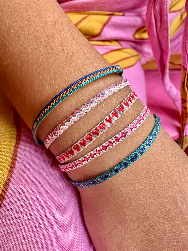 Handmade Basic Kids Bracelet Featuring a Red Heart and Silver Touches