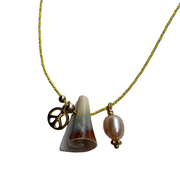 Shell Necklace With A Golden Pearl and a Peace Charm Detail