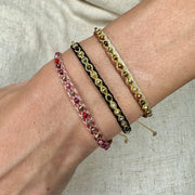Handmade Lima Bracelet With Intermixed Semi-Precious Stones and Gold Beads in Pink Tones