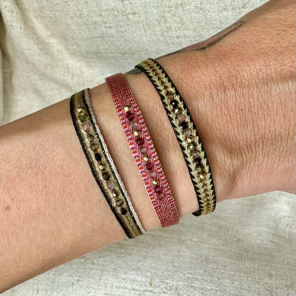 Colorzip Handmade Bracelet In Brown and Gold Tones With Intermixed Semi-Precious Stones and Gold Beads