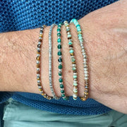 Semiprecious Stones Handmade Bracelet with Silver Beads for Him