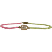 Handmade Anklet In Pink And Yellow Tones Feturing Freshwater Pearl