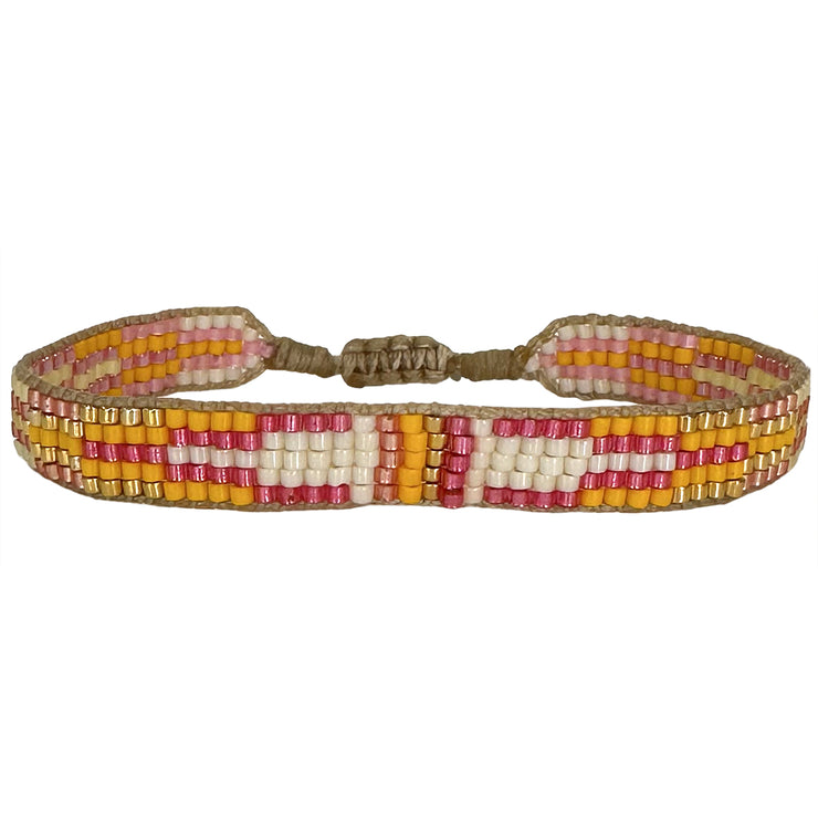 This cool bracelet is handwoven by our team of artisans in Colombia using Japanese glass beads. Simple, colorful and bold, this designs is the perfect companion to your everyday look.  Details:      Women bracelet     Handemade bracelet      Japanese glass beads     Adjustable bracelet     Width 9mm     Can be worn in the water