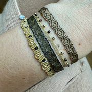 HANDMADE SET OF TWO BRACELETS IN BLACK, BROWN & GOLD TONES