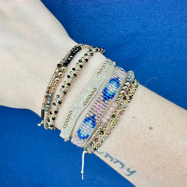 Iris Handwoven Bracelet Featuring Gold Detail