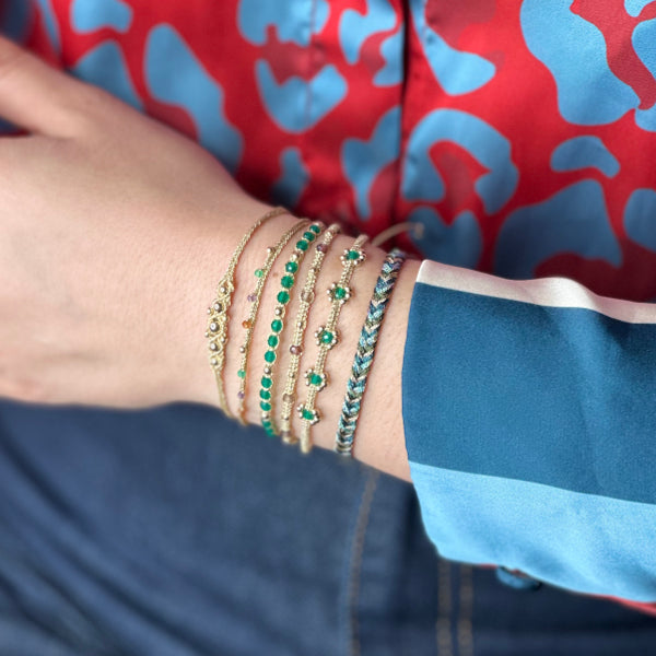 Lilac Handmade Bracelet Featuring Green Onyx Natural Stones