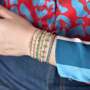 Handmade Trenza Bracelet in Metallic Green Tones and Gold