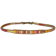 HANDMADE BEADED BRACELET IN BRIGHT TONES WITH A PINK TOURMALINE STONE