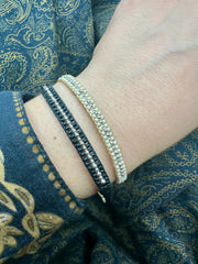 Ava Handmade Bracelet in Black and Sterling Silver beads