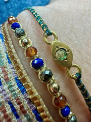 Kenia Handmade Bracelet in Blue, Beige and Gold Tones