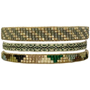 Handmade Set of Three Bracelets in Green and Brown Tones