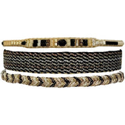 Handmade Set of Three Bracelets in Black and Gold Tones