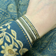 Handmade Set of Two Bracelets In Black, Gold and Brown