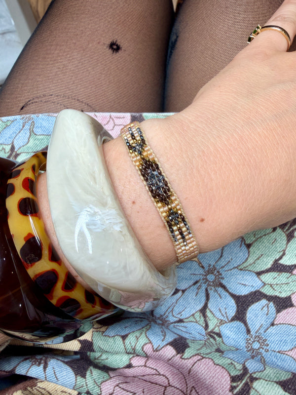 Petra Handmade Bracelet in Nude and Grey Tones