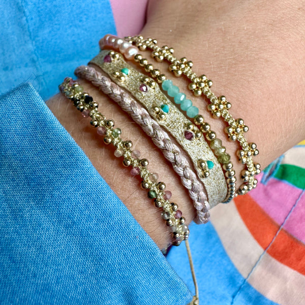 Softy Handmade Bracelet in Pale Pink and Silver Tones