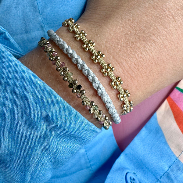 Softy Handmade Bracelet in Light Grey and Silver