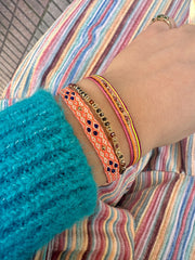 Rombo Handmade Bracelet in Neon Orange and Lapis-Lazuli Stones