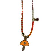 MUSHROOM NECKLACE WITH GOLD DETAILS IN ORANGE TONES