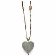 Mother Of Pearl Heart Charm Necklace