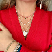 Mother Of Pearl Heart Charm Necklace