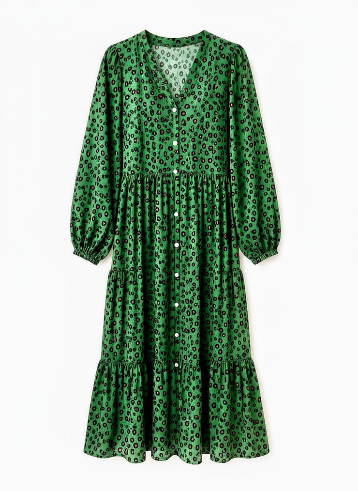 Green Leopard Dress – 100% Premium Cotton