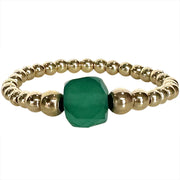 Golden Ring With Green Onyx Semi-Precious Stone