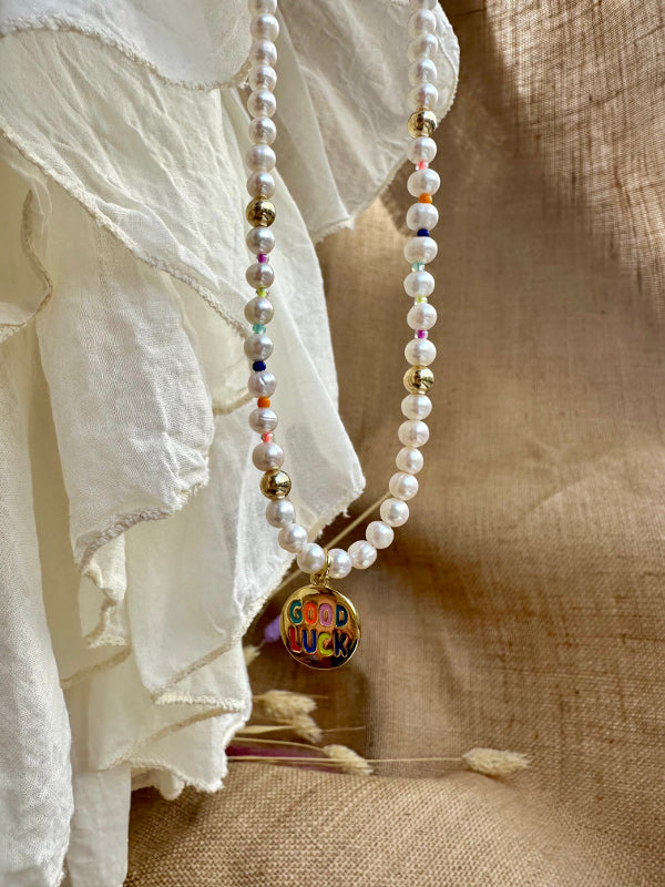 Good Luck Necklace Featuring Pearls