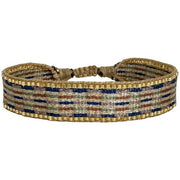 Kenia Handmade Bracelet in Blue, Beige and Gold Tones