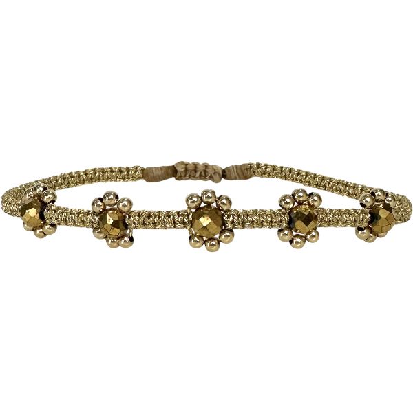 Lilac Handmade Bracelet with Hematites and Gold Details