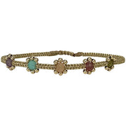 Lilac Handmade Bracelet with Natural Gemstones and Gold Details