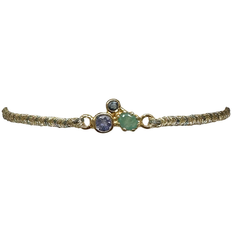 Handmade Luana Bracelet Featuring Tanzanite, Emerald and Diamond Precious Stones