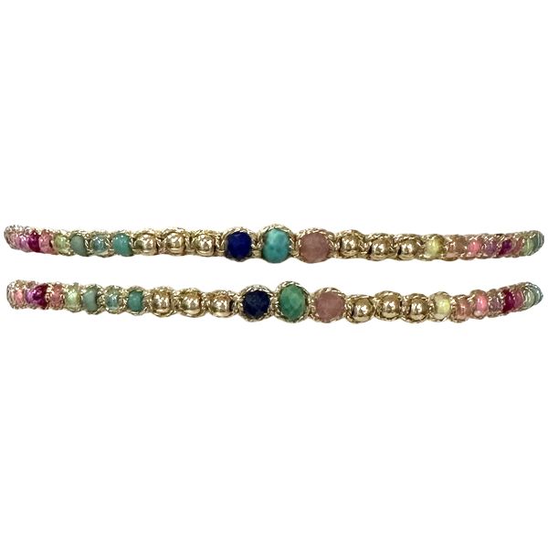 Mama and Me Bracelet Set Featuring Intermixed Stones and Gold Beads