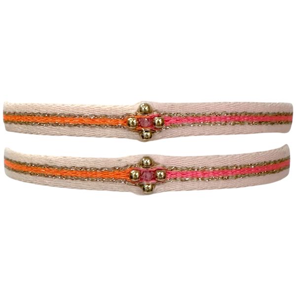 Mama & Me Handmade Bracelet Set In Pink and Orange Tones
